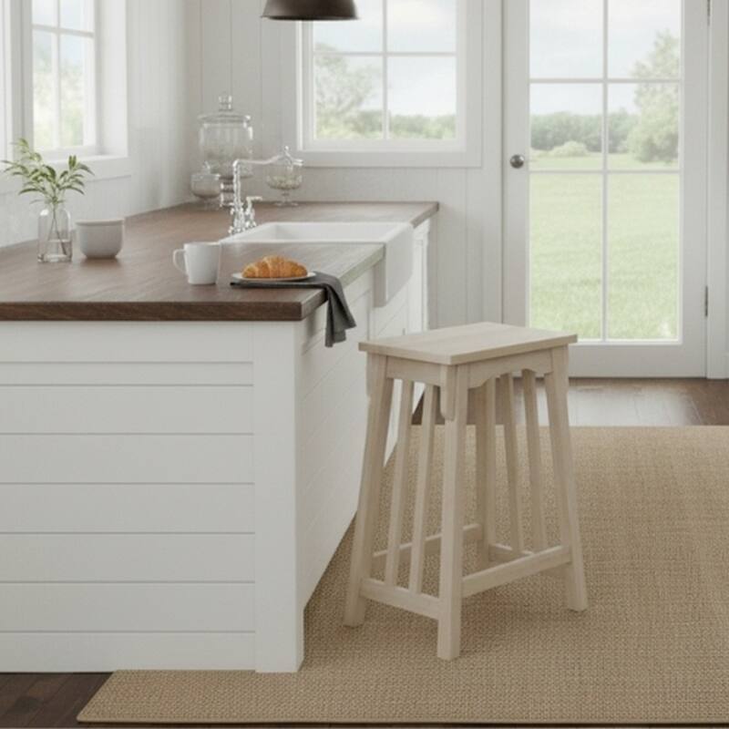 24-inch Unfinished Solid Parawood Mission Counter Stool