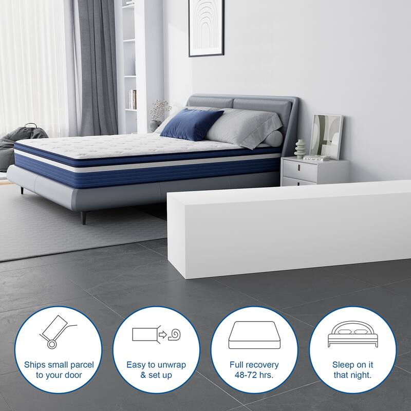 IFLUOUS 10in. Innerspring Hybrid Pressure Relief and Cooling Plush Mattress with CertiPUR-US, SGS and OEKO-TEX Certified