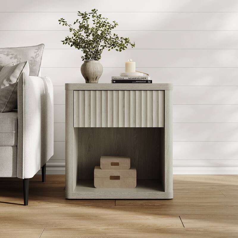 SICOTAS Nightstand with 1 Drawer and Open Storage