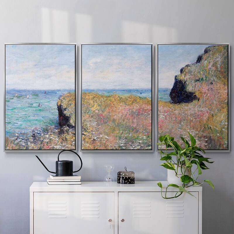 Edge of the Cliff, Pourville, 1882 - Multi Piece Framed Canvas