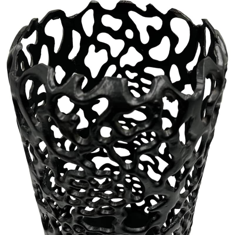 Decorative Handmade Aluminum Cylinder Hurricane Candle holder in Black