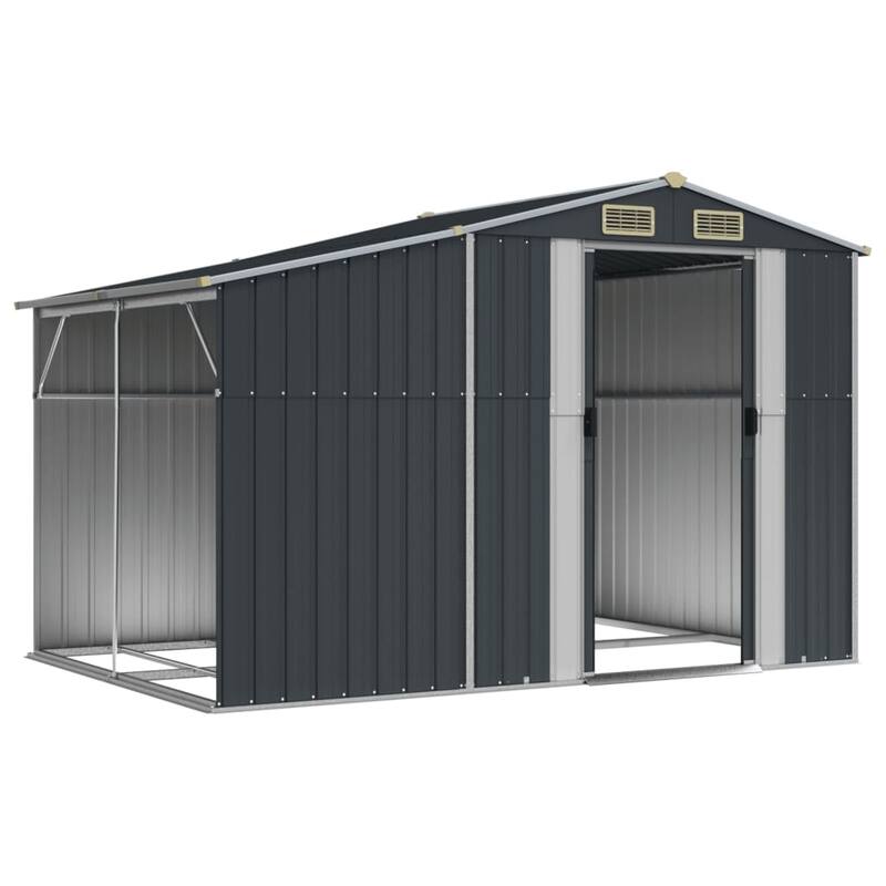 vidaXL Garden Shed Metal Outdoor Storage Tool Shed House Galvanized Steel