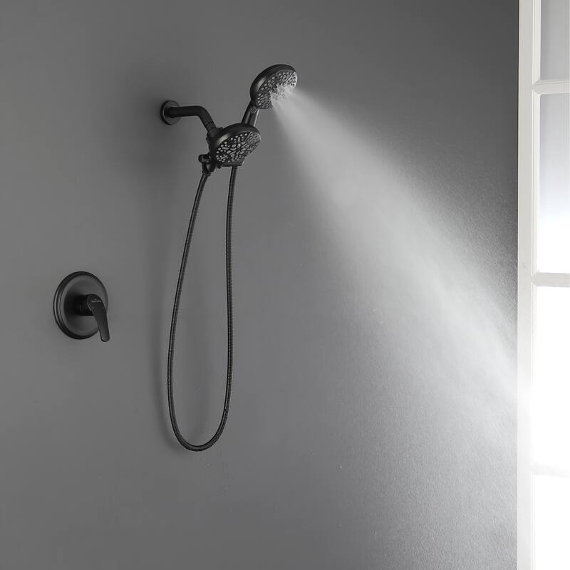 Clihome 5-Spray Patterns 4.72 in. Wall Mount Dual Shower Heads