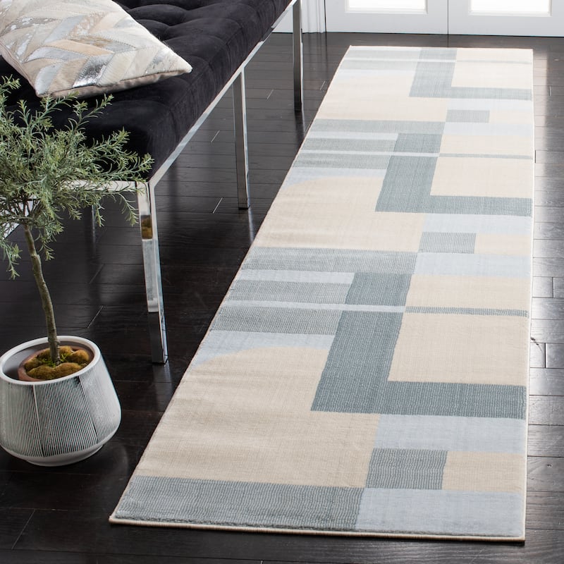 SAFAVIEH Orwell Theodocia Mid-Century Modern Rug - 2'2" x 9' Runner - Beige/Blue