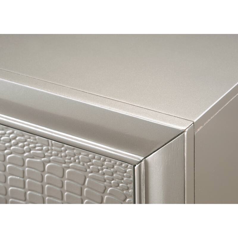 Champagne Finish Nightstand with Crystal Diamond Pull and Crocodile Pattern