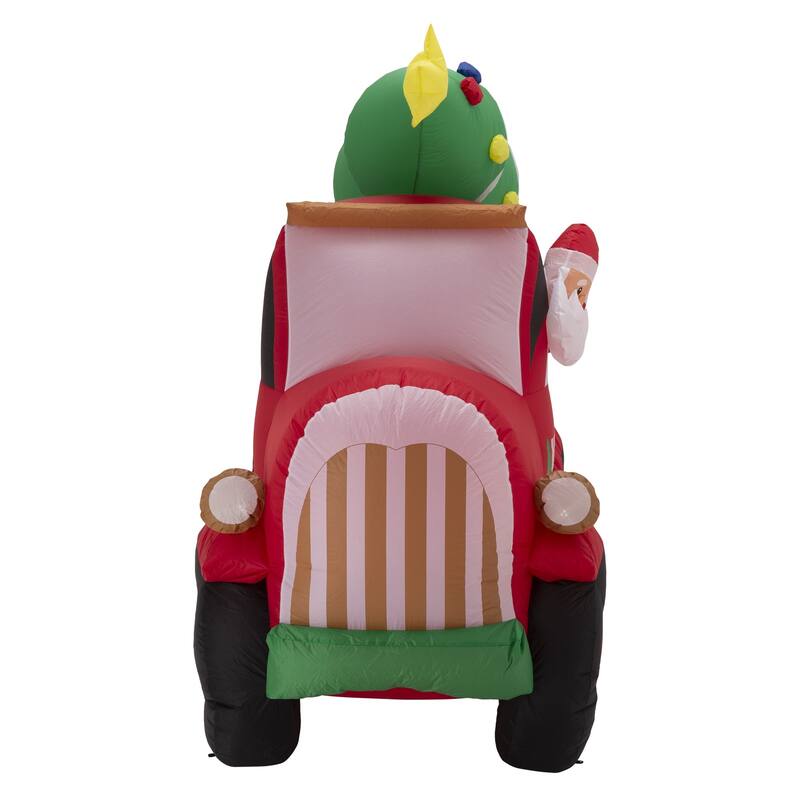Glitzhome 7ft 'Santa Claus on Pickup Truck' Xmas Inflatable Decor