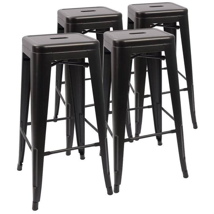 Homall 30 Inches Metal Bar Stools Stackable Kitchen Stools Set of 4 - N/A