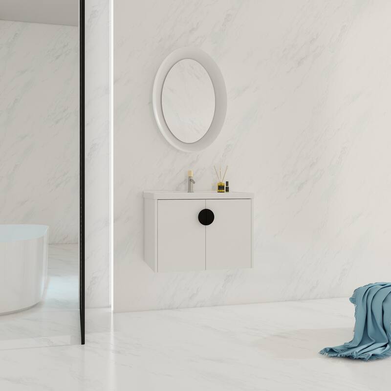 GDFStudio - Emerson Stylish Wall-Mounted Bathroom Vanity with Soft-Close Doors and Ceramic Sink