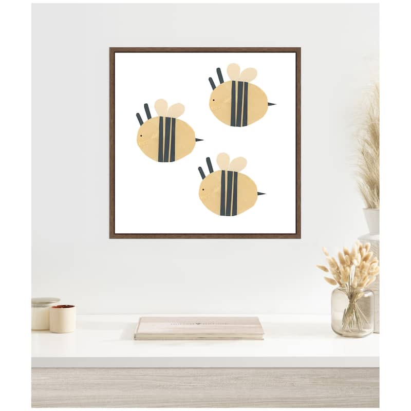 Kate and Laurel Buzzing Bees by Alicia Abla Framed Canvas Wall Art Print