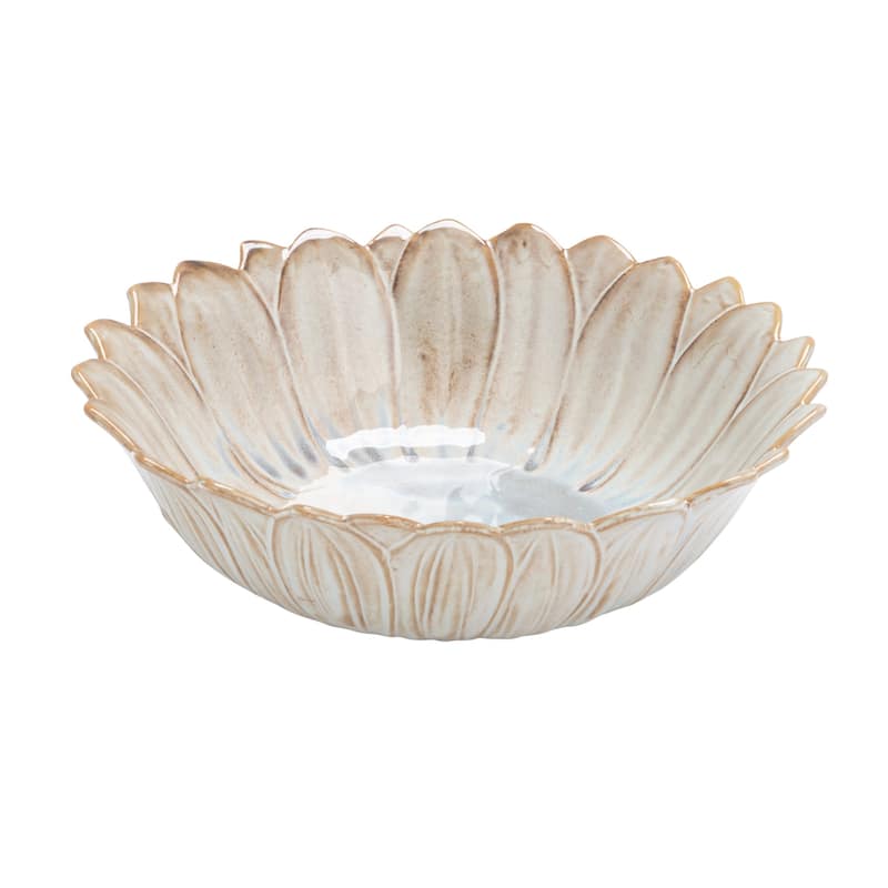 Flower Shaped Stoneware Bowl in Reactive Glaze - 7.88"L x 7.88"W x 2.36"H