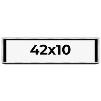 42x10 Shadow Box Frame Silver | 1.375 Inches Deep Real Wood