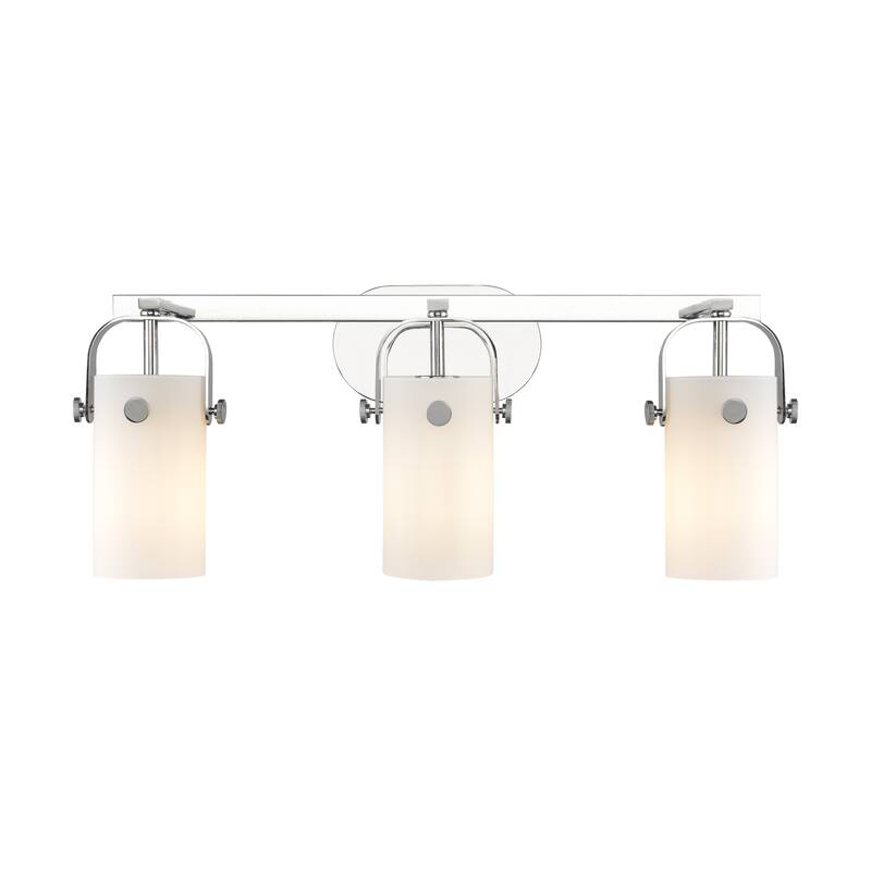 Innovations Lighting Pilaster II Cylinder - 3 Light 7" Wall-Mounted Bath Vanity Light - Polished Chrome/Matte White
