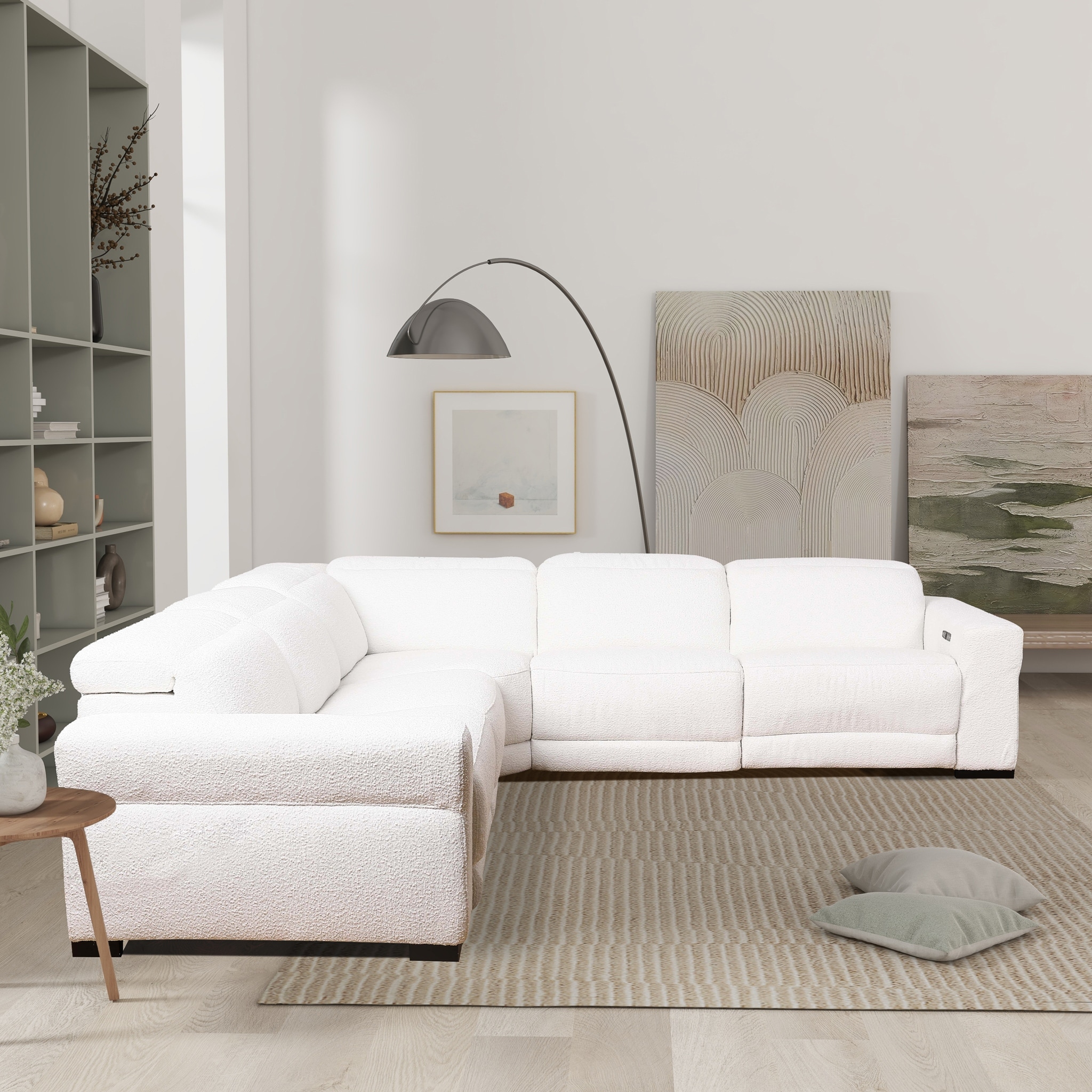 Woolsey Boucle Fabric Power Recliner Corner Sectional Sofa in 