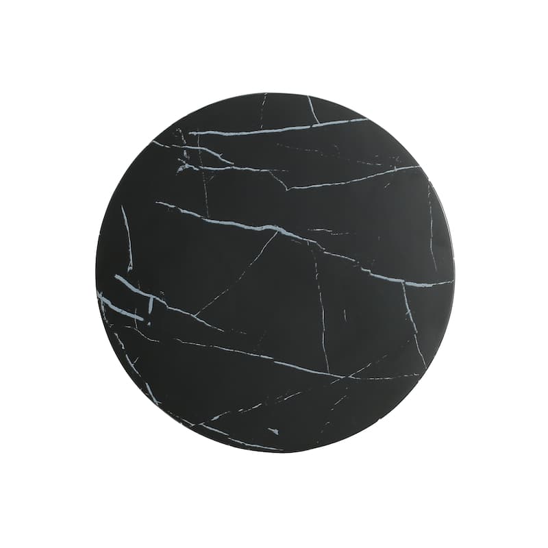 Roomfitters Outdoor Lightweight MGO Side Table, Living Room Accent End Table, Black Marble Effect