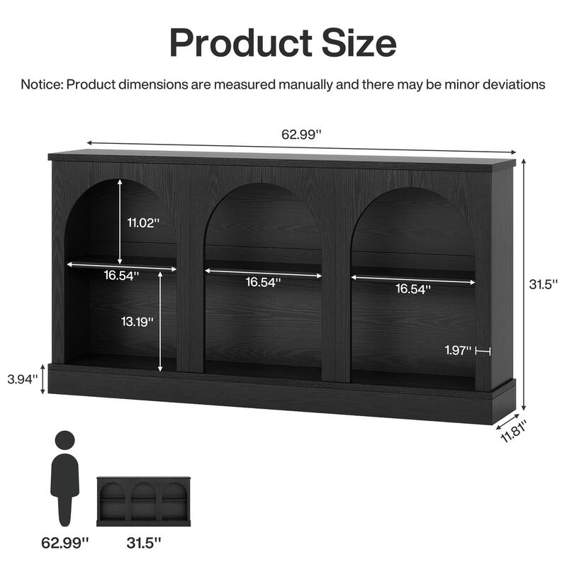 Farmhouse Console Table, 63'' Long Entryway Table with 3 Tier Storage