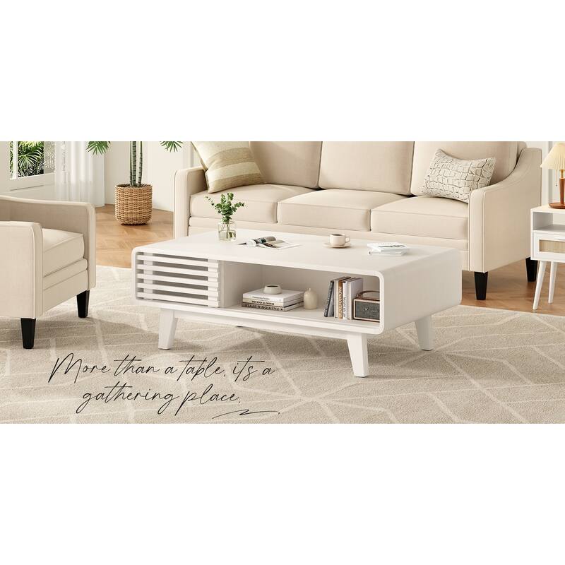 Coffee Table, Living Room Tables, Modern Table with Storage, Mid Century Farmhouse Wood Coffee Table for Living Room