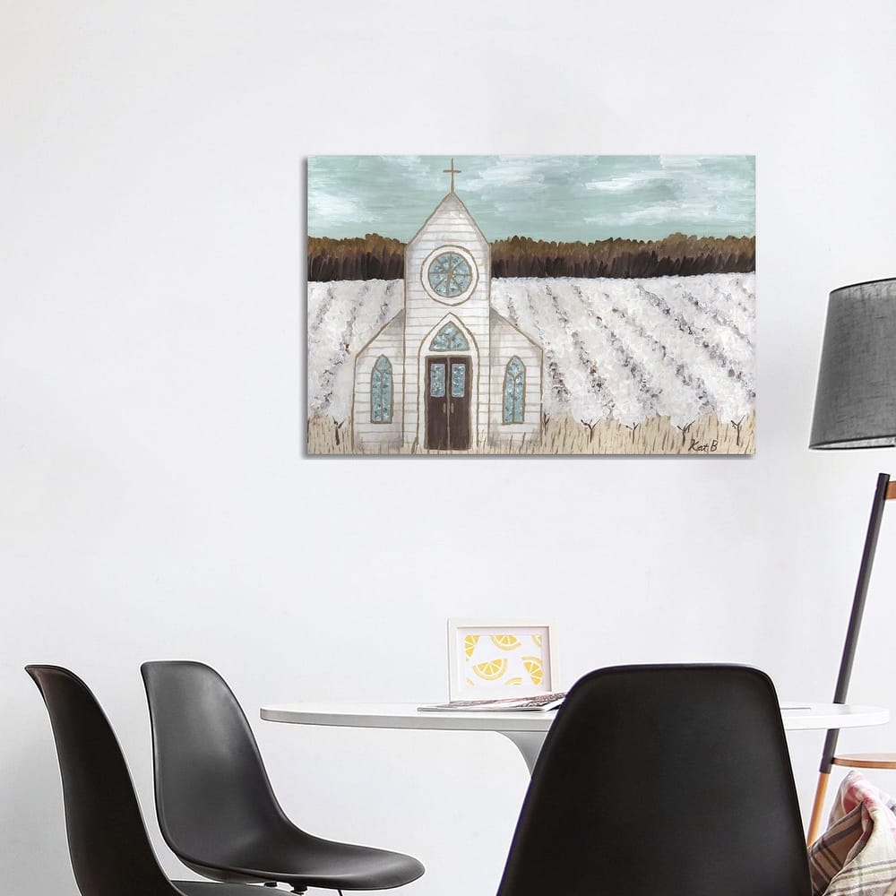 iCanvas "Farm Sketch Church Landscape" by Kathleen Bryan Canvas Print