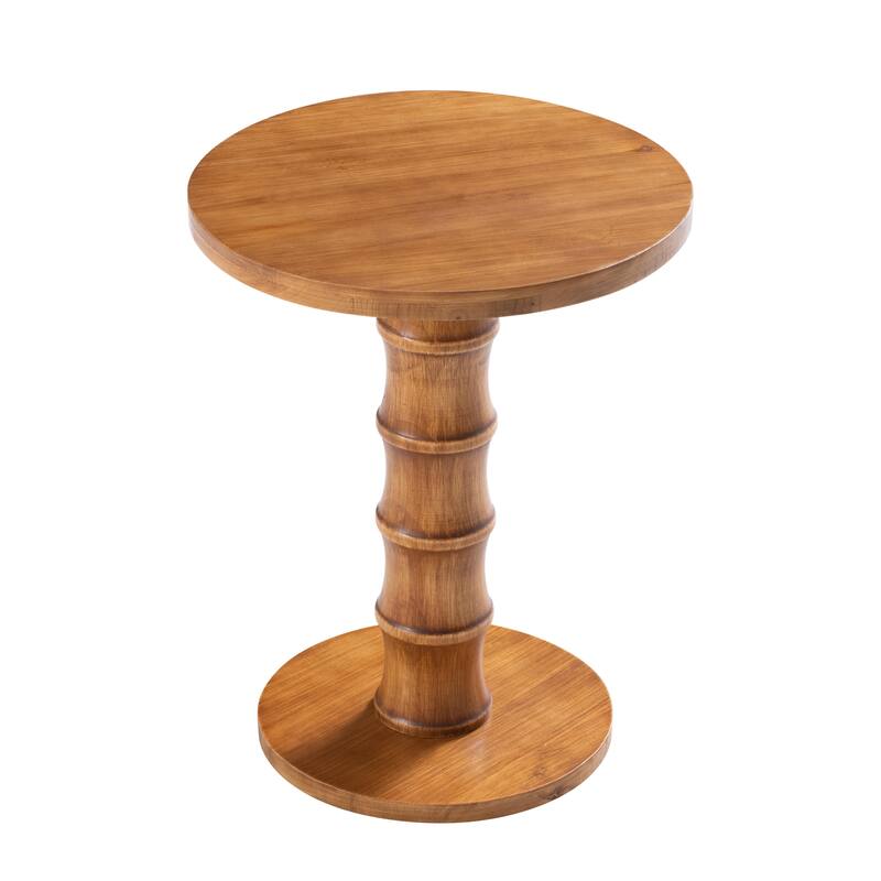 COZAYH Farmhouse Wood Base Pedestal Table, Round Accent Table for Living Room or Entryway, Compact Side Table for Small Spaces