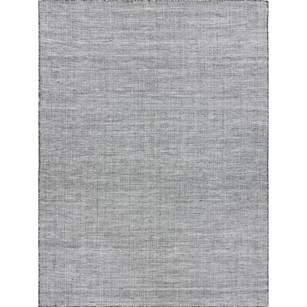 EXQUISITE RUGS Lenzi Indoor/Outdoor Flatweave PET yarn Black/Ivory Area Rug.
