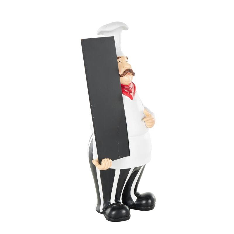 White Polystone Kitchen Decorative Figurine Chef Decorative Sculpture with Chalkboard