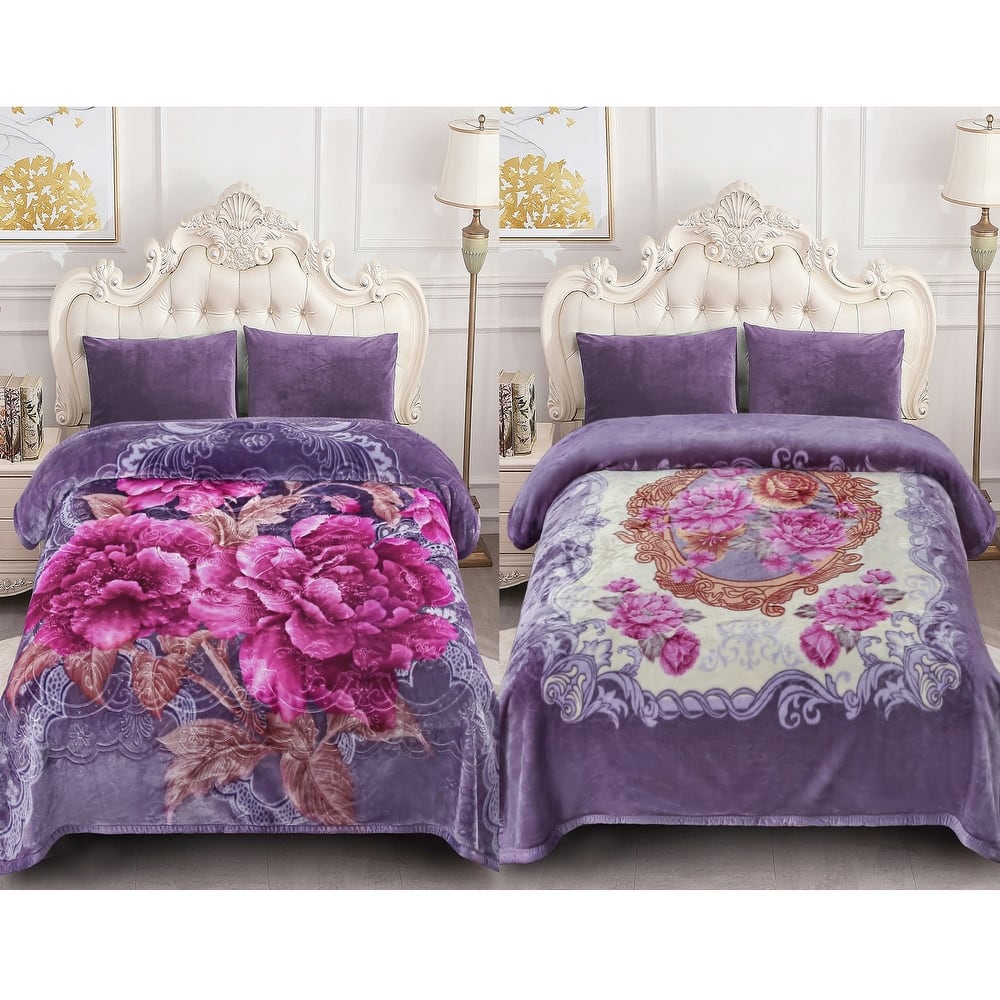 Reversible Mink Fleece Blanket Different Pattern in Each Side