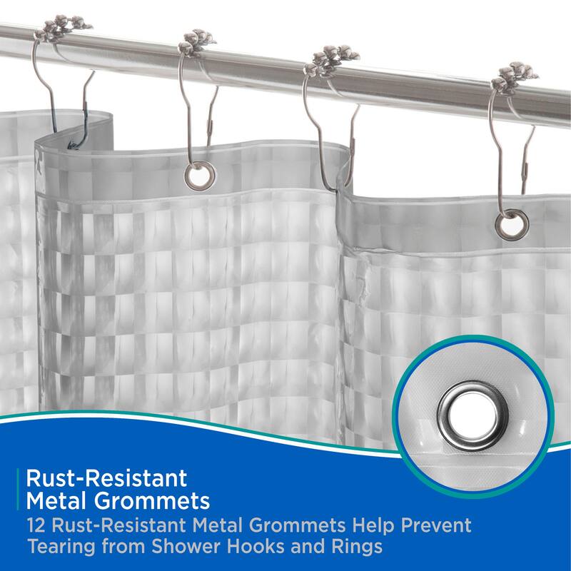 Kenney Medium Weight Embossed PEVA Shower Curtain Liner, 70" W x 72" H