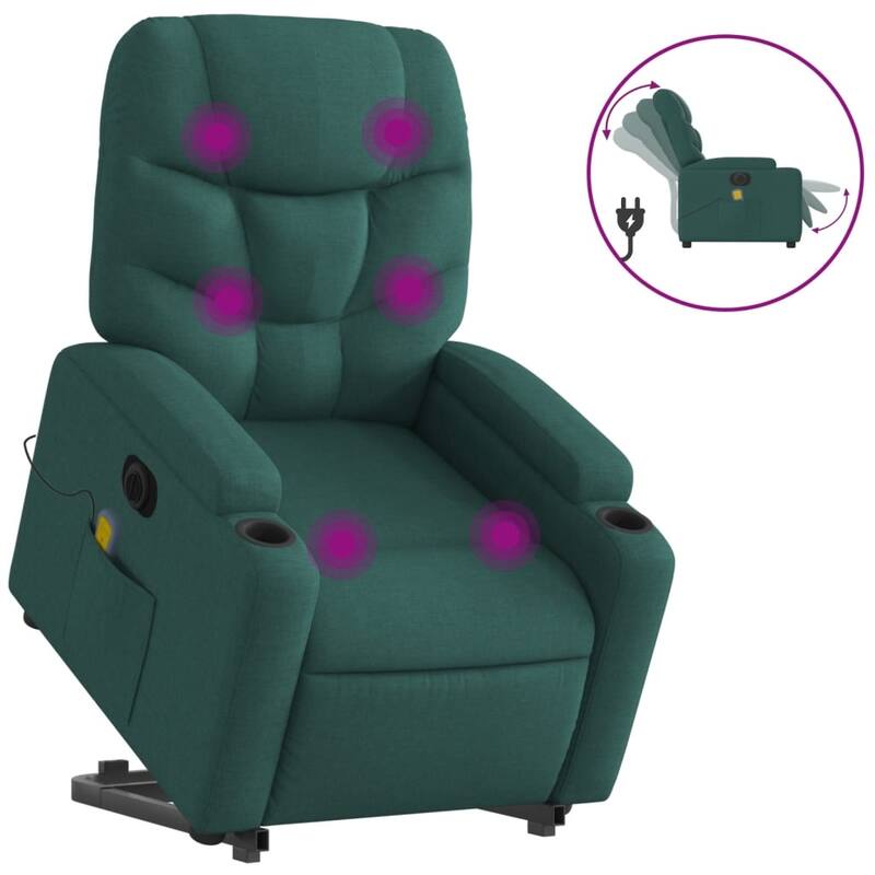 vidaXL Stand up Massage Recliner Chair Light Gray Fabric