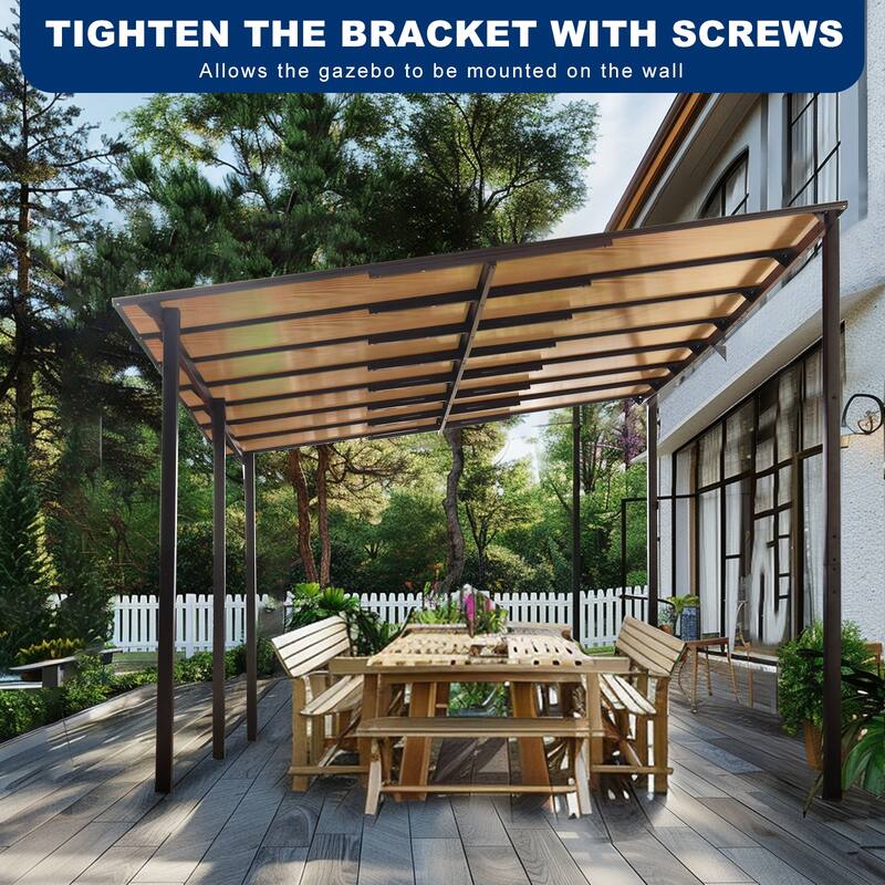 10' x 14' Outdoor Pergola Gazebo with Roof - Gray