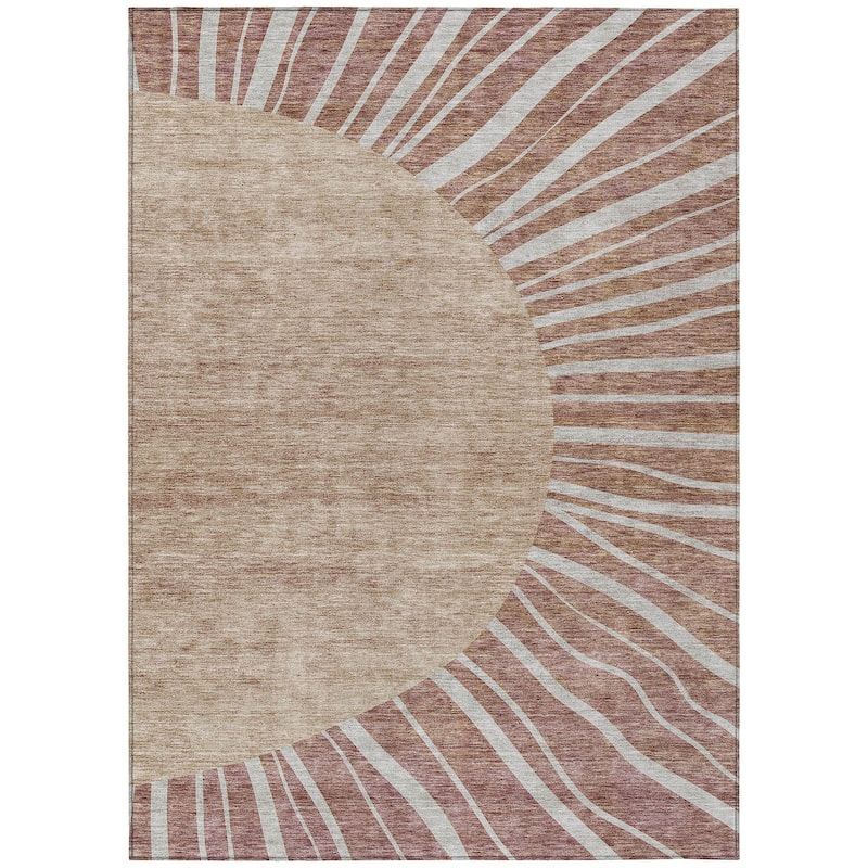 Machine Washable Indoor/ Outdoor ChantilleSunburst Modern Rug