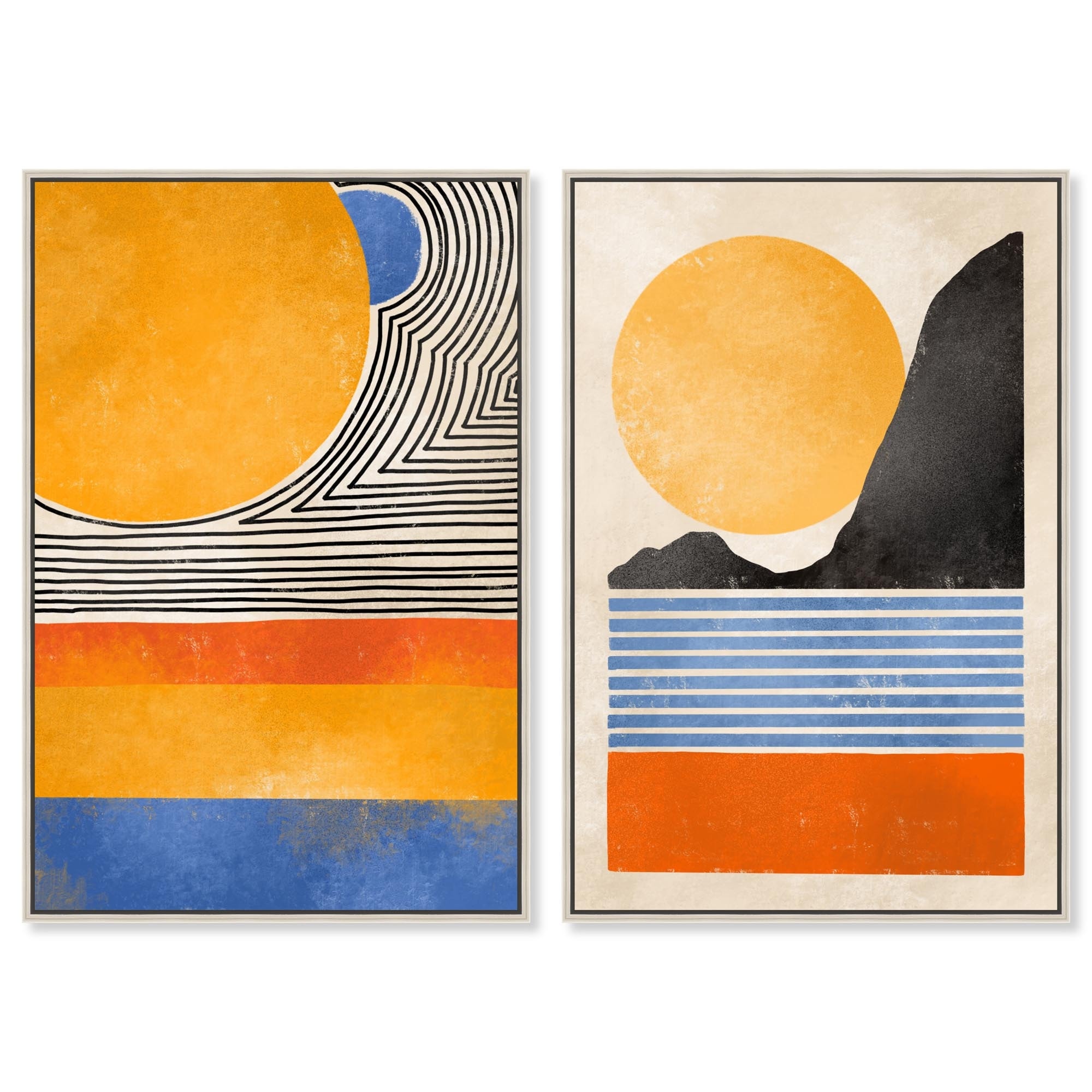 Geometric Sun Duo Abstract Set Canvas Print by Art Remedy