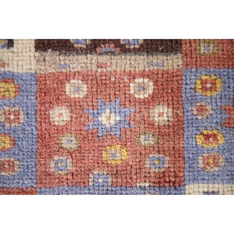 Geometric Yalameh Persian Vintage Area Rug Hand-knotted Wool Carpet - 1'11"x 3'0"