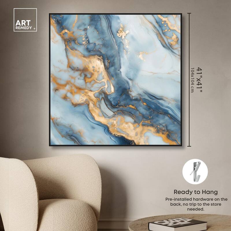 Golden Cloud Marble Canvas by Art Remedy