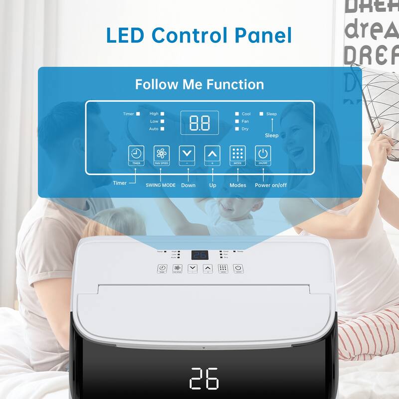 12000Btu Portable Air Conditioners, Room up to 550 Sq. Ft, with Remote Control