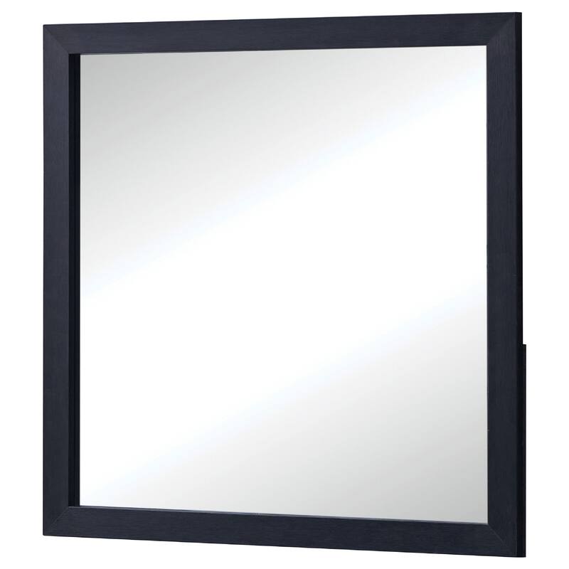Dex Rectangular Dresser Mirror, Non-Beveled Glass, Black Wood-Melamine