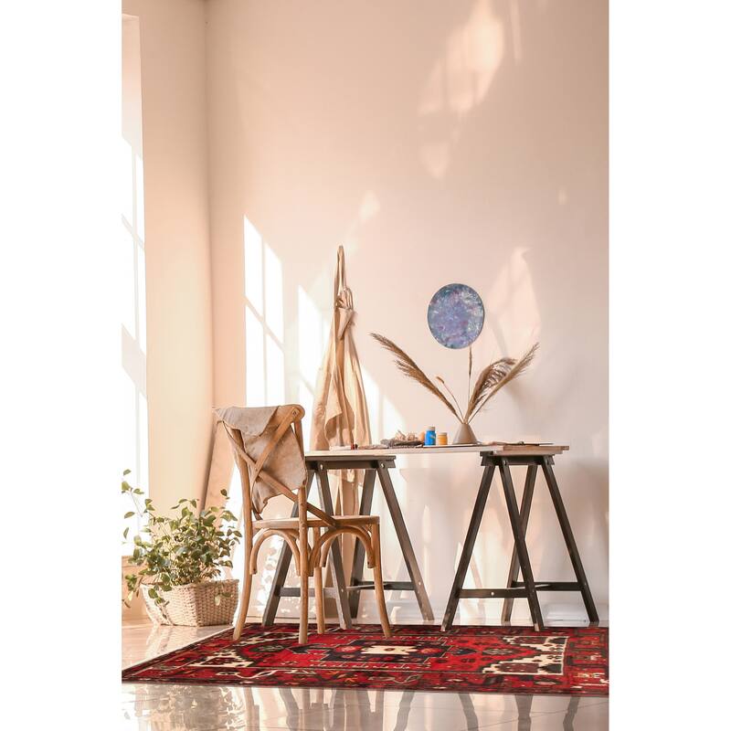 ECARPETGALLERY Hand-knotted Andelz Red Wool Rug - 3'5 x 4'11