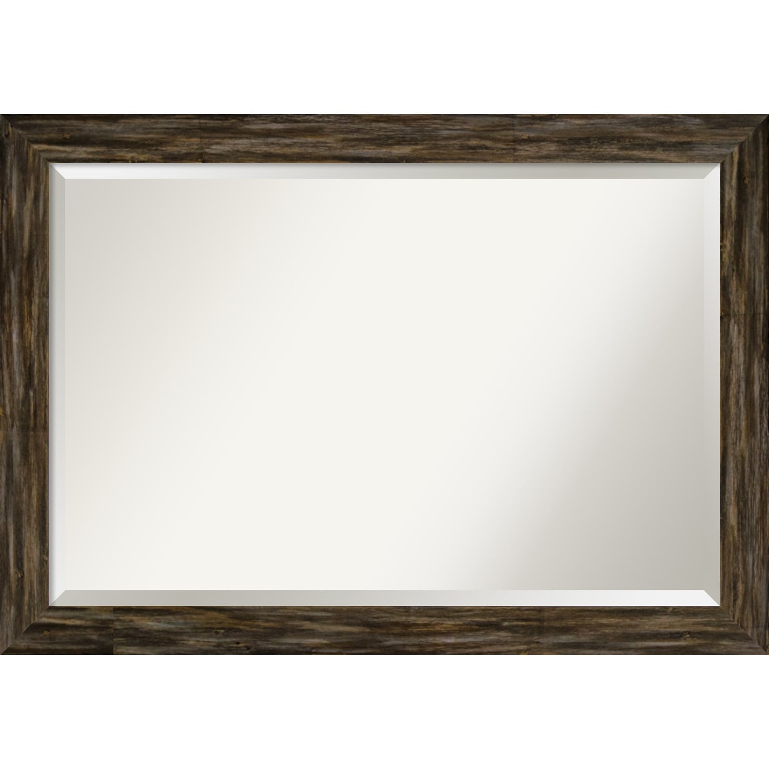 Beveled Wood Wall Mirror - Fencepost Brown Narrow Frame