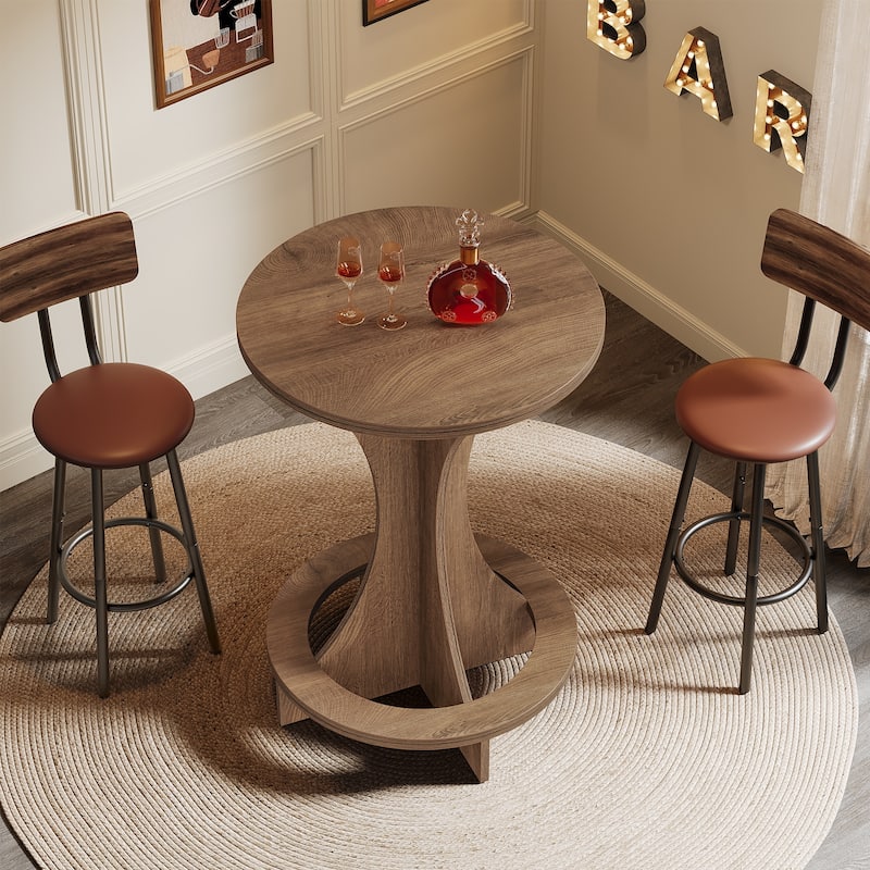 Small Round Bar Table Tall Bistro Pub Table for Home Bar, Kitchen