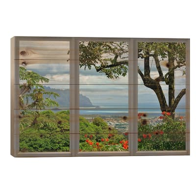 Hawaii Window View Print On Wood by Unknown Artist - Multi-Color