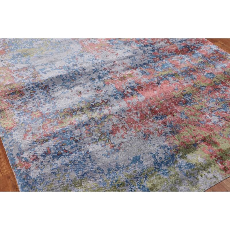 Contemporary Abstract Area Rug Handmade Oriental Wool Carpet - 6'0" X 7'9"