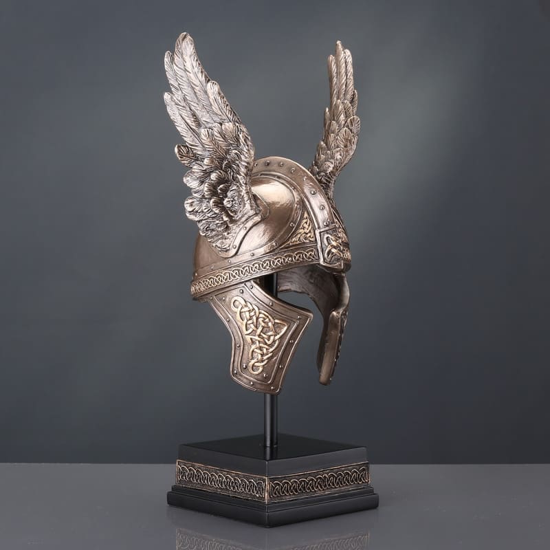 9.45 inches Height Cold Cast Bronze Norse Winged Helmet of Odin Bronze Finish Figurine