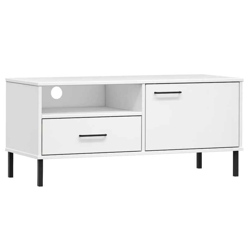 vidaXL TV Stand TV Console TV Console with Metal Legs Solid Wood Pine OSLO - 41.7" x 15.7" x 18.3"