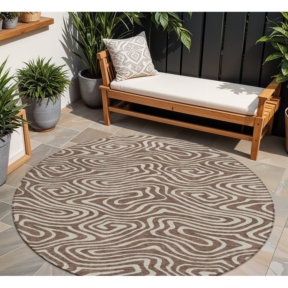 HomeRoots Abstract Transitional Rectangle Outdoor Rug