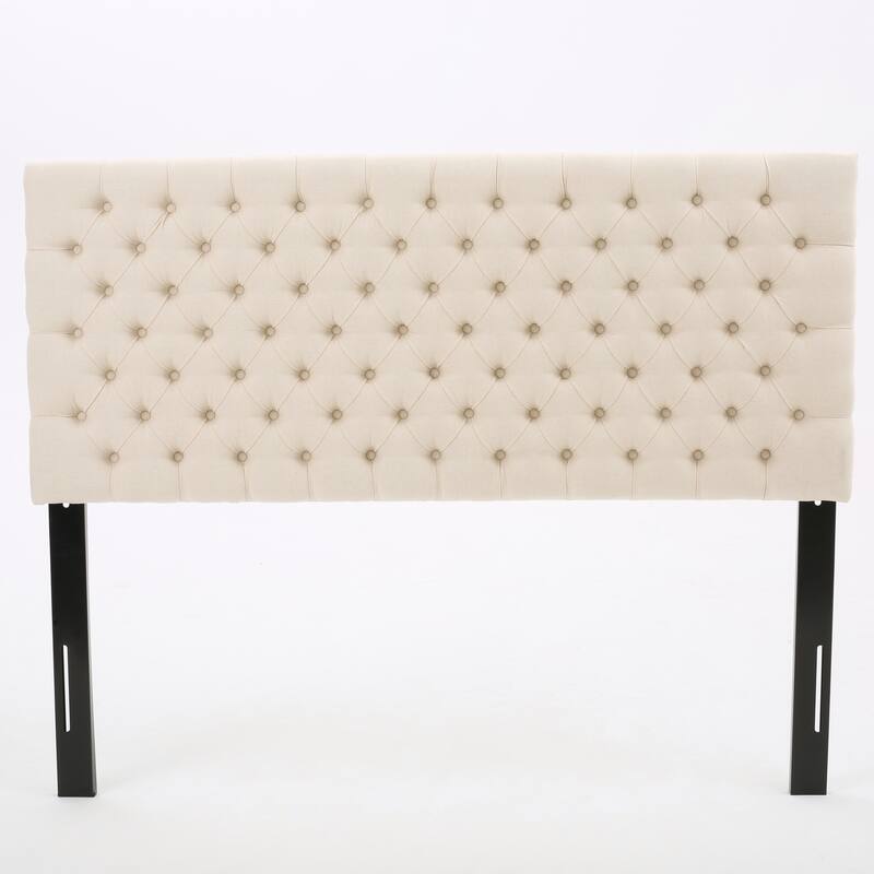 Roomfitters Adjustable Fabric Headboard with Diamond Tufting for Queen and Full Size Bed, Beige