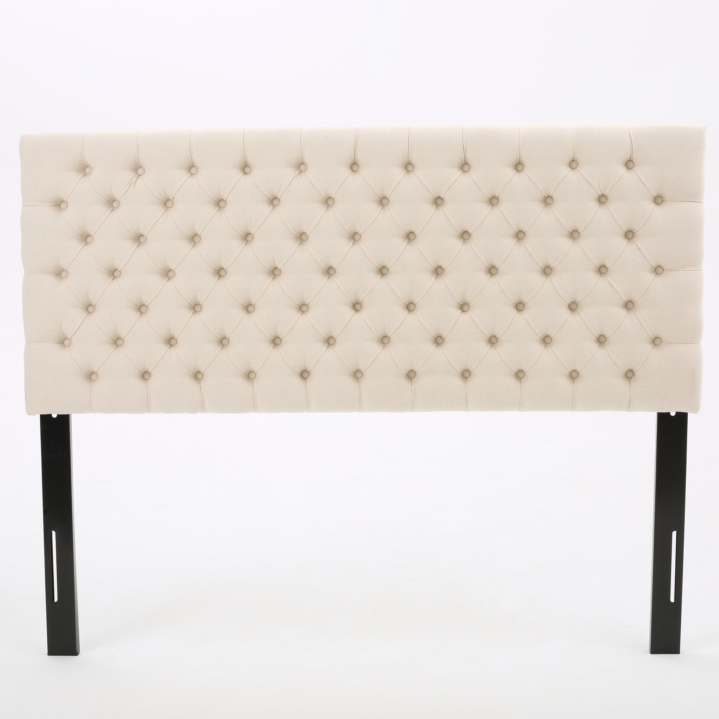 Tufted Upholstered Queen Size Bed Headboard in Modern Button Design