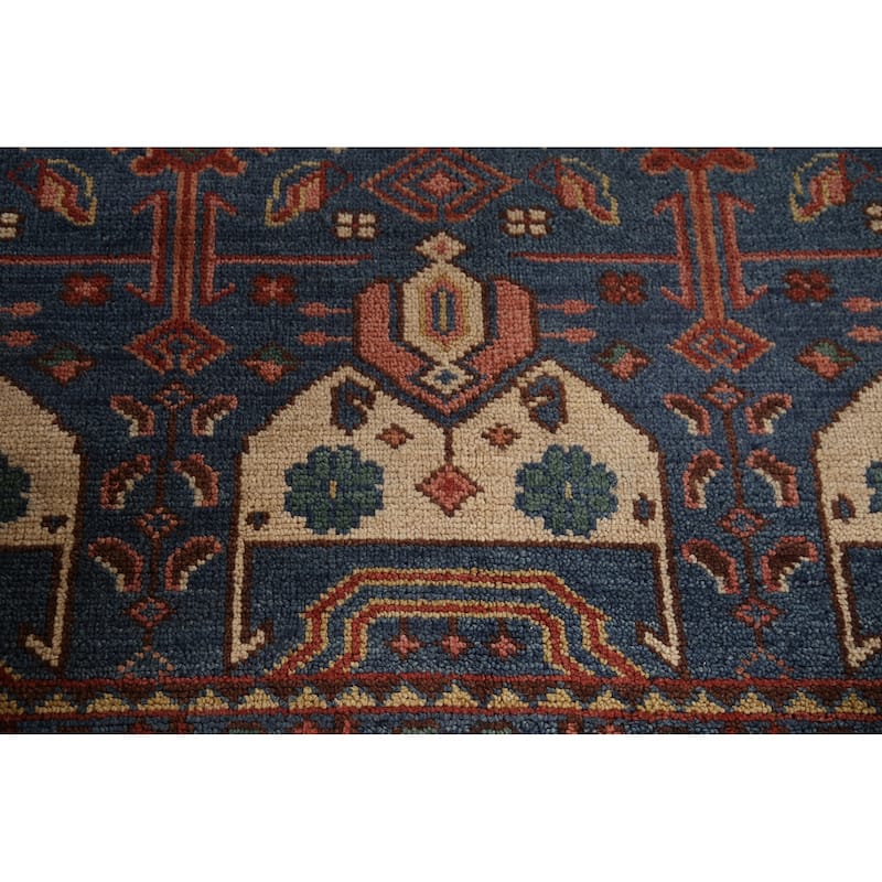 Geometric Orange Sirjan Area Rug Handmade Wool Carpet - 7'9"x 9'9"