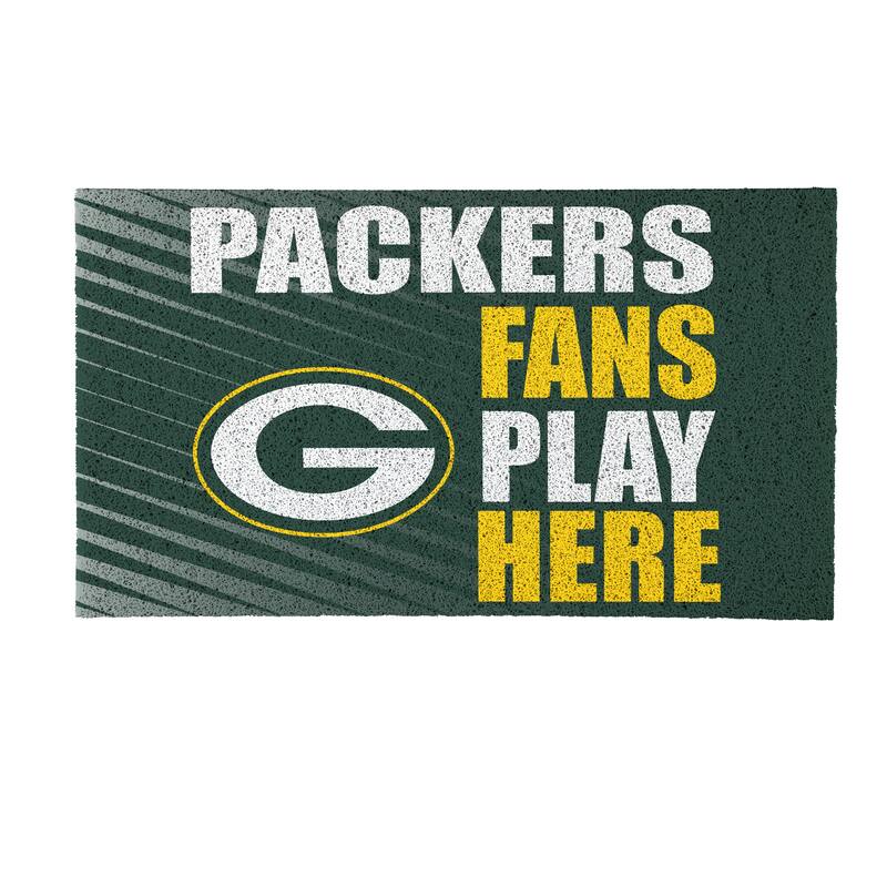 28 in. x 16 in. Green Bay Packers "Fans Play Here" PVC Door Mat