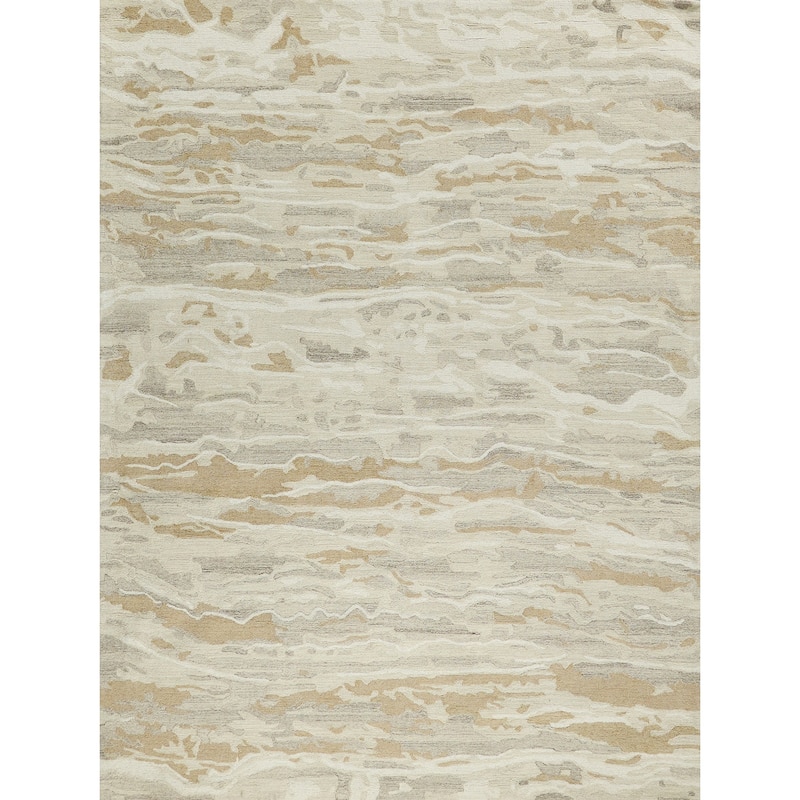 Cortero Handmade Hand Tufted New Zealand Wool Gold/Ivory Area Rug.