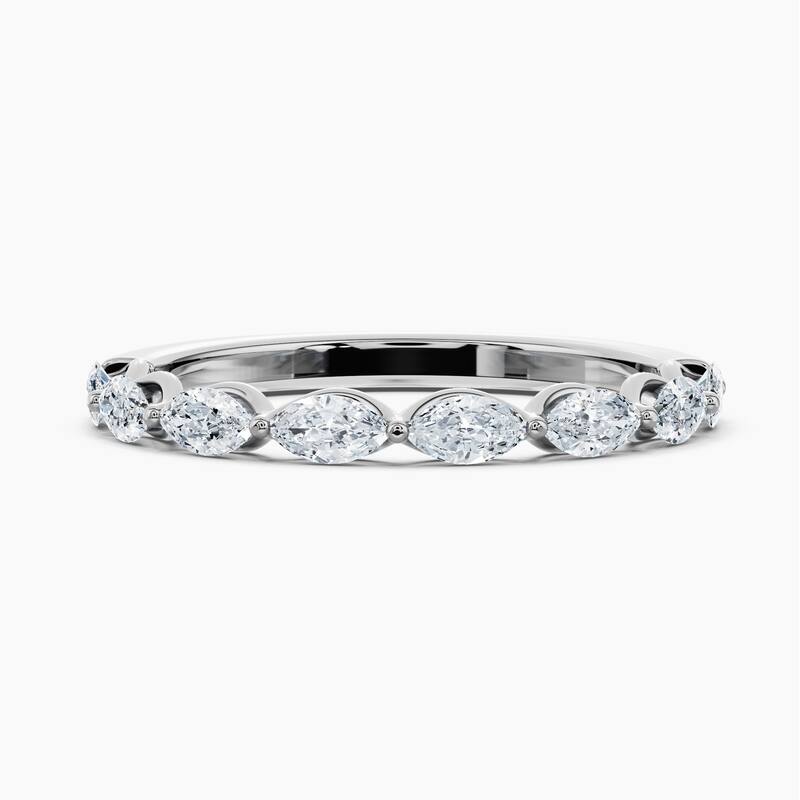 Auriya 14k Gold Marquise East-West Lab Grown Diamond Half Eternity Band 0.80 - 3.00 ct. tw. (F-G, VS) - 0.80 ct. wt. - 6 - White