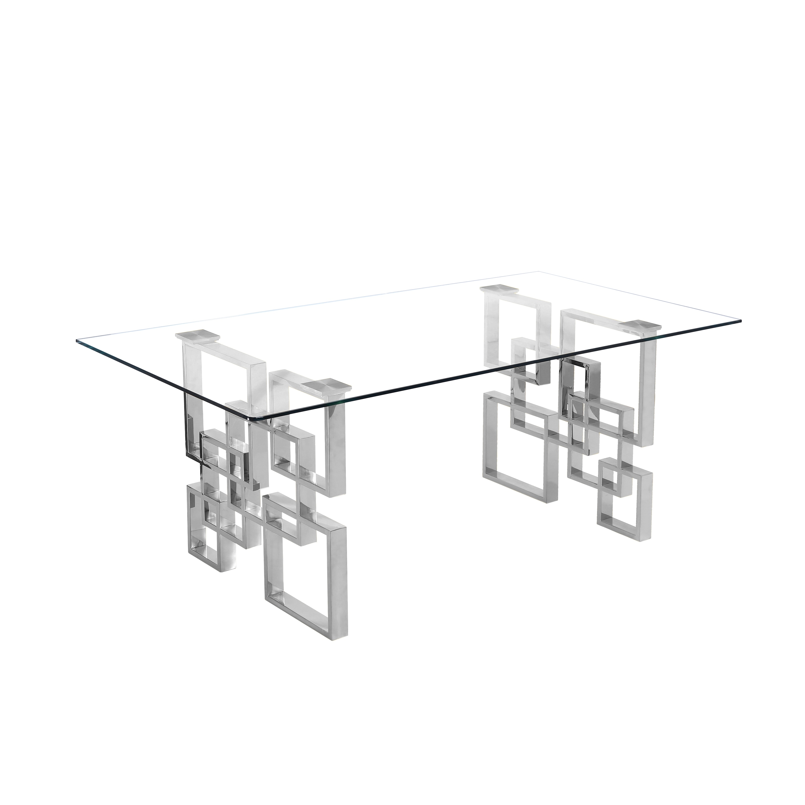 Best Quality Furniture Glass Coffee Table With Square Stainless Steel Legs Overstock 31708327 Gold Glass