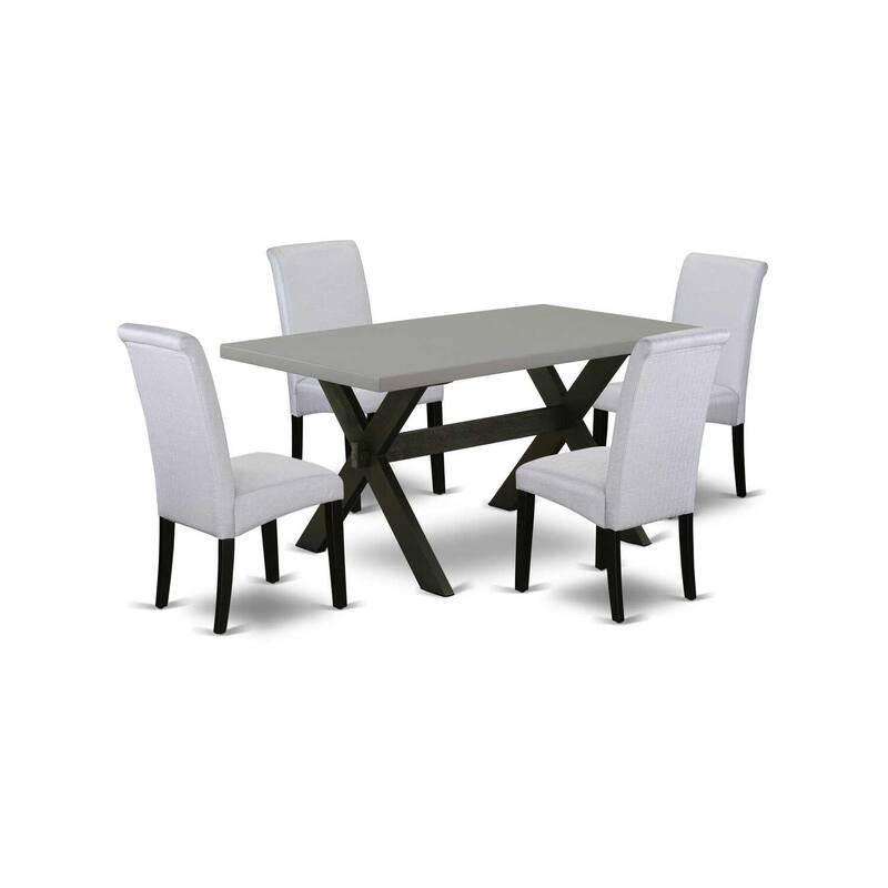 HomeStock 5-Pc Natural Oak Finish Solid Wood Top Dining table with 4 Chairs